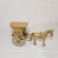 Pure Brass Horse Cart Showpiece with Indian villager