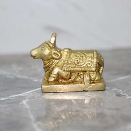 Brass Nandi Bull Idol – Traditional Handcrafted Temple Sculpture - 180 gm