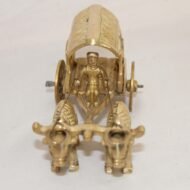 Pure Brass Horse Cart Showpiece with Indian villager
