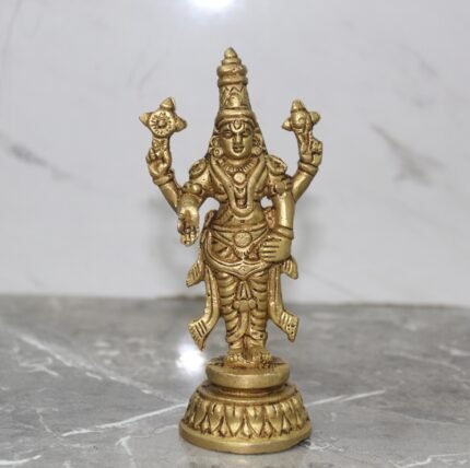 Pure Brass Four-Armed Vishnu Ji Statue – 360 gm