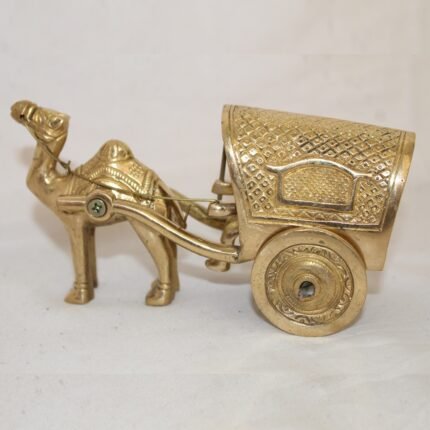 Pure Brass Camel Cart Showpiece with Indian villager