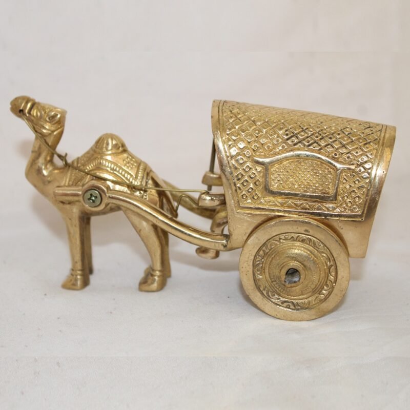 Pure Brass Camel Cart Showpiece with Indian villager