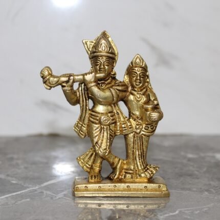 Handcrafted Brass Radha Krishna Murti – 360 gm