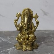 Handcrafted Brass Lord Ganesha Idol on Lotus –  780 gm