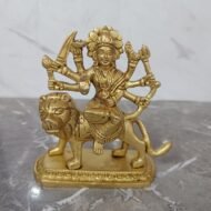 Handcrafted Brass Durga Maa Idol – Mahishasura Mardini Murti Riding Lion - 670 gm