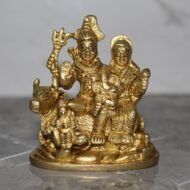 Handcrafted Brass Shiva Parivar Idol – Lord Shiva, Parvati, Ganesha & Nandi Family Sculpture - 400 gm