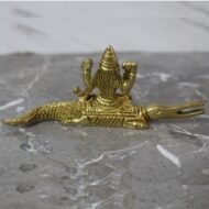 Handcrafted Brass Goddess Ganga on Makara Vahana Idol – 160 gm - Image 2