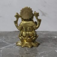 Handcrafted Brass Lord Ganesha Idol on Lotus –  780 gm - Image 2