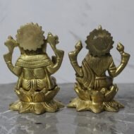 Handcrafted Brass Lakshmi Ganesha Idol Set on Lotus – 1510 gm - Image 2