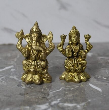 Handcrafted Brass Lakshmi Ganesha Idol Set – 340 gm