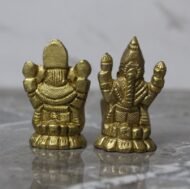 Handcrafted Brass Lakshmi Ganesha Idol Set on Lotus - 190 gm - Image 2