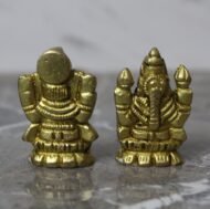 Handcrafted Brass Lakshmi Ganesha Idol Set on Lotus - 110 gm - Image 2