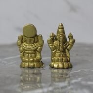 Handcrafted Brass Lakshmi Ganesha Idol Set on Lotus - 140 gm - Image 2