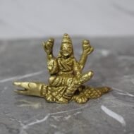 Handcrafted Brass Goddess Ganga on Makara Vahana Idol - 70 gm