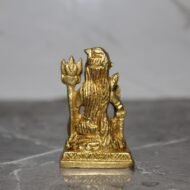 Handcrafted Brass Lord Shiva Idol – Sitting Mahadev Murti with Trishul & Damru – 180 gm - Image 2