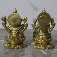 Handcrafted Brass Lakshmi Ganesha Idol Set on Lotus – 840 gm - Image 2