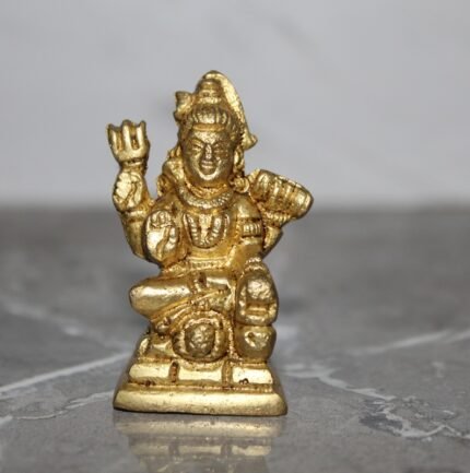 Handcrafted Brass Lord Shiva Idol – Sitting Mahadev Murti with Trishul & Damru – 105 gm