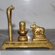 Handcrafted Brass Shivling with Nandi & Snake – Traditional Mahadev Pooja Idol for Home Temple - 465 gm