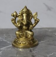 Handcrafted Brass Lord Ganesha Idol – Traditional Sitting Ganpati Murti - 490 gm