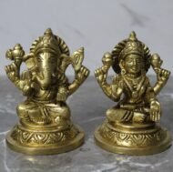 Handcrafted Brass Lakshmi Ganesha Idol Set on Lotus – 910 gm