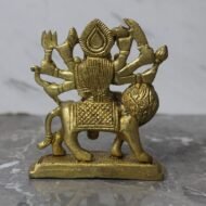 Handcrafted Brass Maa Durga Idol – Eight-Armed Durga Riding Lion - 440 gm - Image 2