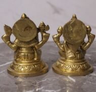 Handcrafted Brass Lakshmi Ganesha Idol Set on Lotus – 910 gm - Image 2