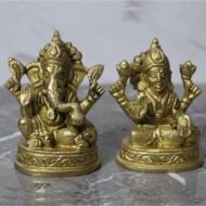 Handcrafted Brass Lakshmi Ganesha Idol Set on Lotus – 620 gm