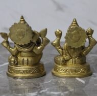 Handcrafted Brass Lakshmi Ganesha Idol Set on Lotus – 620 gm - Image 2