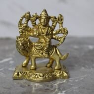Handcrafted Brass Maa Durga Idol – Divine Goddess Riding Lion – 190 gm