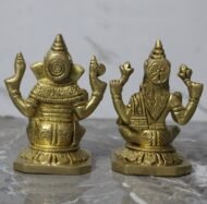 Handcrafted Brass Lakshmi Ganesha Idol Set on Lotus – 960 gm - Image 2