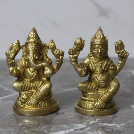 Handcrafted Brass Lakshmi Ganesha Idol Set – 540 gm