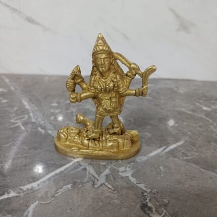 Handcrafted Brass Maa Kali Idol – Fierce Goddess Standing on Shiva - 190 gm
