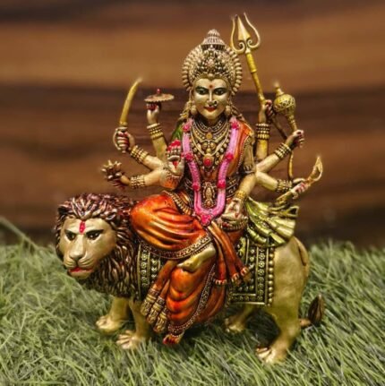 Premium Brass Maa Durga Idol on Lion – 700gm