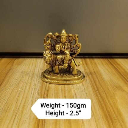 Brass Maa Durga Idol Sitting on Lion – 2.5 Inch Decorative & Pooja Statue -150g