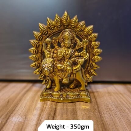 Brass Maa Durga Idol with Sun Halo – 9 cm Decorative Pooja Statue - 350 gm