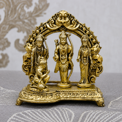 Handcrafted Brass Ram Darbar Idol – Lord Ram, Sita, Lakshman & Hanuman Temple Sculpture-  140 gm