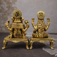 Handcrafted Brass Lakshmi Ganesha Idol Set on Singhasan- 150 gm - Image 2