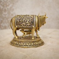 Brass Kamdhenu Cow and Calf Idol – 120 gm - Image 2
