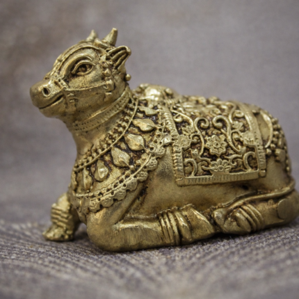 Premium Brass Nandi Bull Statue – 4 cm Handcrafted Decorative & Pooja Idol (60 gm)