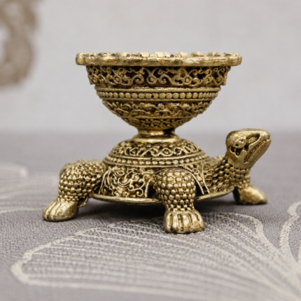 Brass Tortoise with Diya Showpiece – 45gm